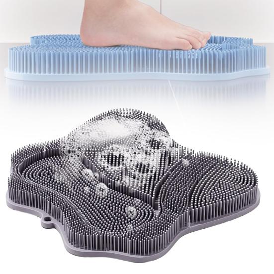 Silikon Badebürste mit Saugfußbasis Fußmassagegerät Schrubber Weiche Borsten Massagebürste Vielseitiger Rückenschrubber