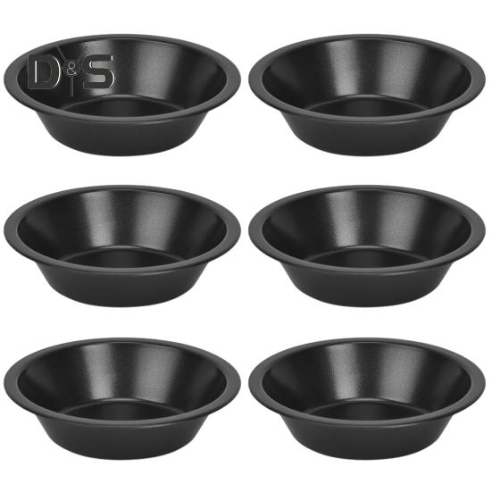 

6 шт. 5-дюймовая мини-сковородка для пирога с антипригарным покрытием, пищевая углеродистая сталь, посудомоечная машина, безопасная духовка, круглая выпечка, десерт, торт, пирог, тарелка, кухонные принадлежности 6pcs