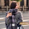 Soft Shawl Wrap Windproof Neck Warmer Casual Plaid Scarf  for Women