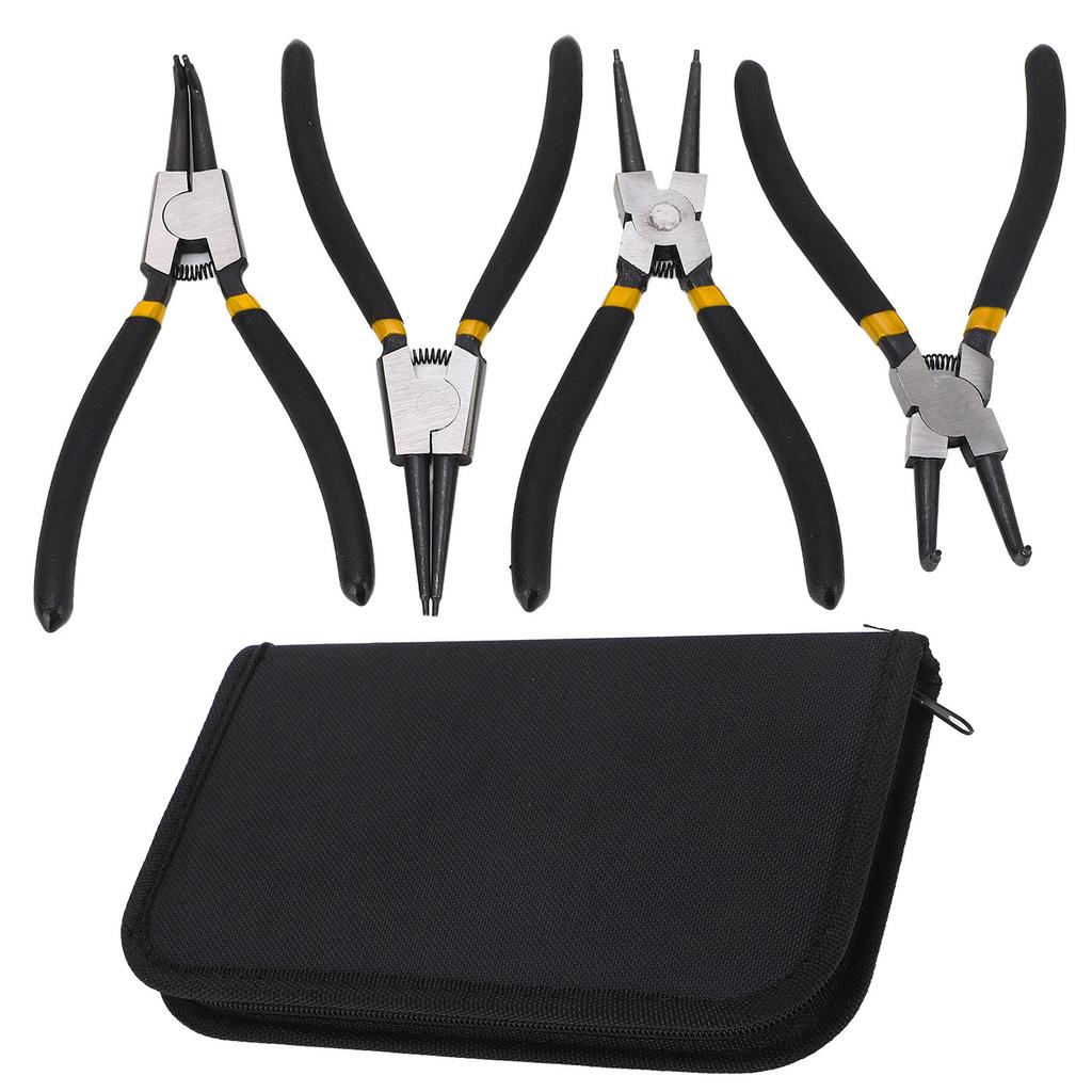4PCs Circlip Pliers Set Steel Ring Plier Plastic Coated Handle Anti Oxidation Hand Operated Tool(Noir Double Section 7