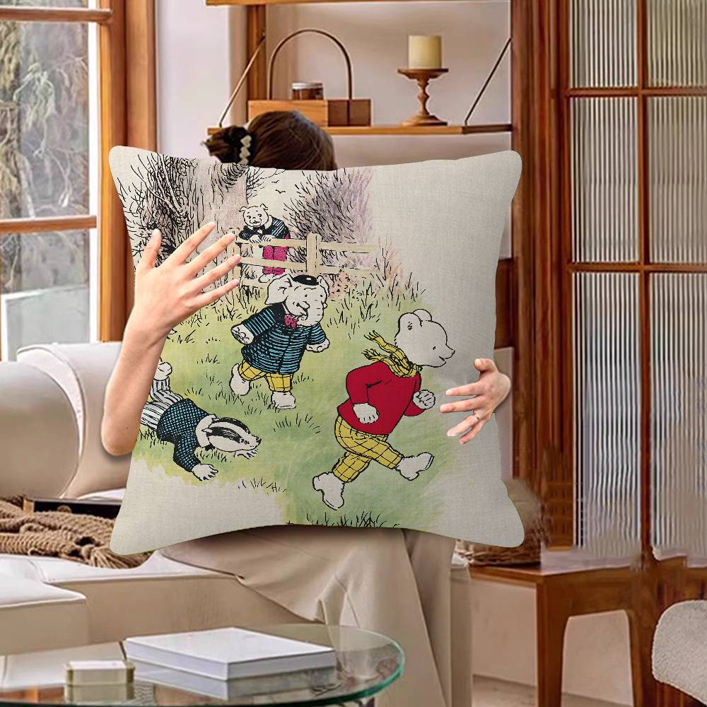 Housse de coussin Anime RRupert Bear Taie d'oreiller Salon Canapé Décoration de maison Personnalisé
