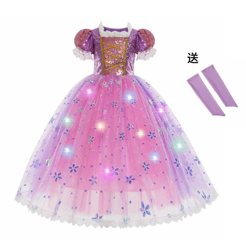 Purple Long Hair Floral Princess LED