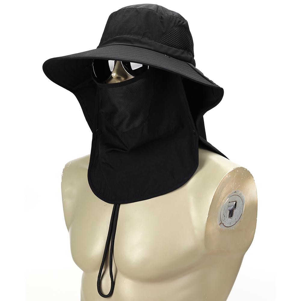 Wide Brim Boonie Sun Hat Face Mask Adults Sports Fishing Hiking Bucket Cap
