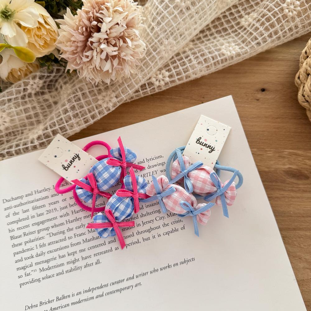 2pcs/set Fabric Candy Bow Rubber Bands For Baby Girls Hair Rope Ties Ponytail Holder Elastic Hair Bands Kids Headwear