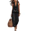 Damen Sommer Zweiteilige Sets Trägerloses Oberteil mit Wasserfallausschnitt und Crop Pants Passende Sets