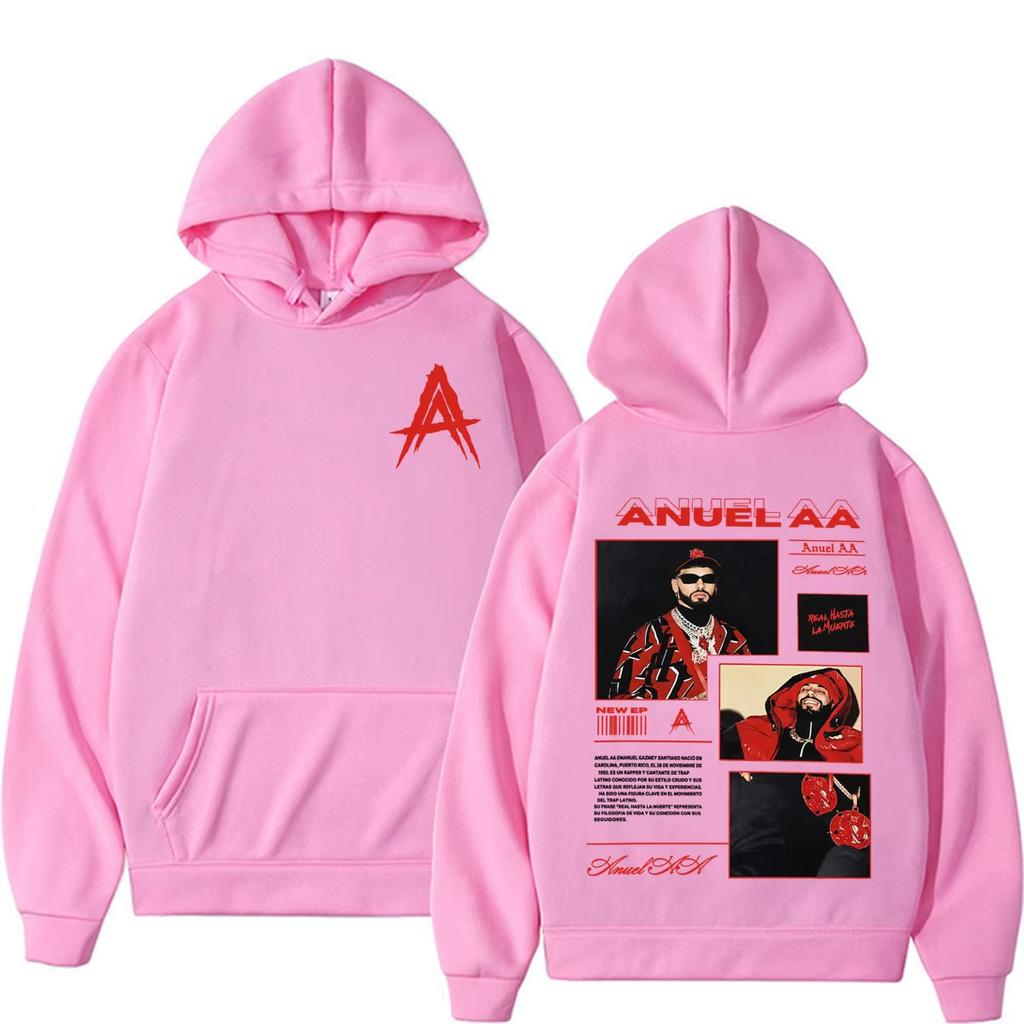Anuel AA Real Hasta La Muerte Album Graphic Hoodie Men Women Hip Hop Harajuku Casual Pullover Sweatshirt Vintage Streetwear Fleece Top