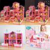Colorful Led Light Huge Dollhouse 14 Rooms 7 Designs Perfect Gift For Girls