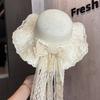 Elegant Bow Lace Straw Hat Women's Big Eaves Spring Summer Sun Hat Vacation Straw Outdoor Sun Protection Hat