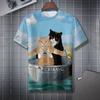 Summer Men's Casual Fashion Creative Casual Daily T-shirt Loose Casual T-shirt 3D Digital Color Printed T-shirt