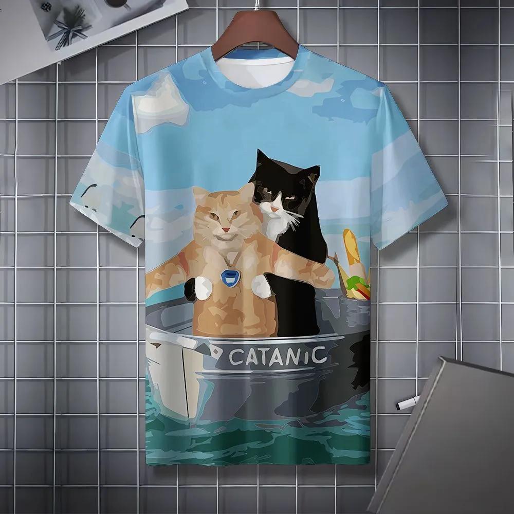 Summer Men's Casual Fashion Creative Casual Daily T-shirt Loose Casual T-shirt 3D Digital Color Printed T-shirt