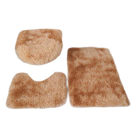 Yousheng 3Pcs/Set Bathroom Rug Absorbent Non Slip Floor Mat U-Shaped Plush Mat Toilet Lid Cover Mat with Rubber Backing for Bathroom Shower Toilet