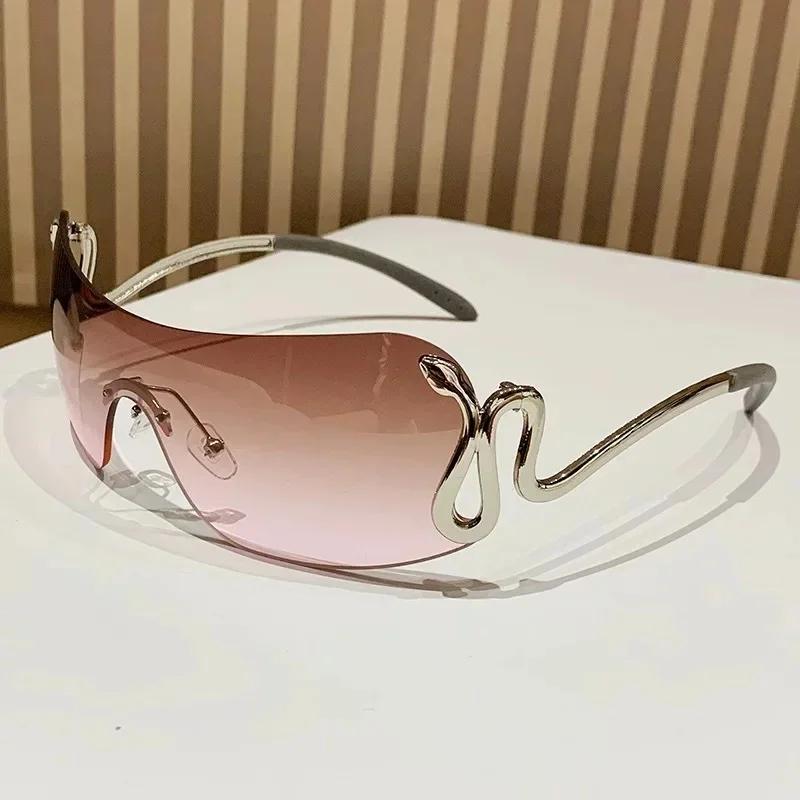 New  Fashionable Unisex Millennium  Style Sunglasses Frameless Design Popular  Women Snake Pattern