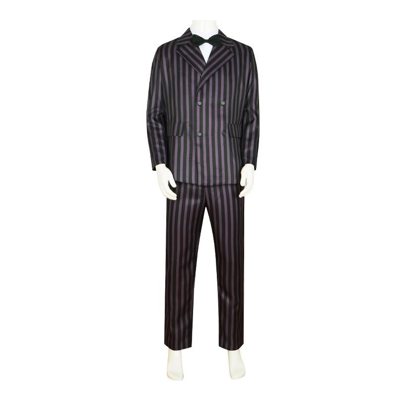 The Addams Family Wednesday & Gomez Cosplay Costume, Black Suit Halloween Outfit