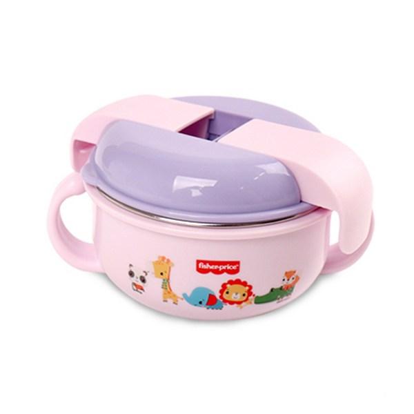 Fisher Price Stainless Steel Lid Two-hand Food Bowl, Pink, 1 Piece