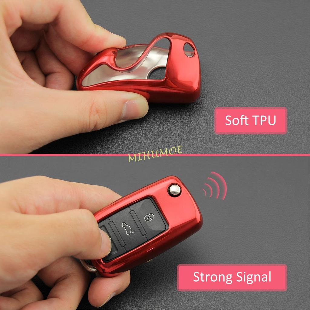 Flip Key Fob Chain For VW Jetta Polo Golf MK6 Passat B7 Tiguan Beetle Touran Eos UP Scirocco Accessories Cover Case Keychain