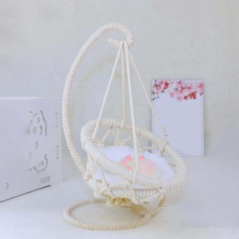 With Cushion Mini Doll Hanging Chair Hand-woven Miniature Size Toy Hammock Doll Accessories Toy Room Decoration Enamel Doll