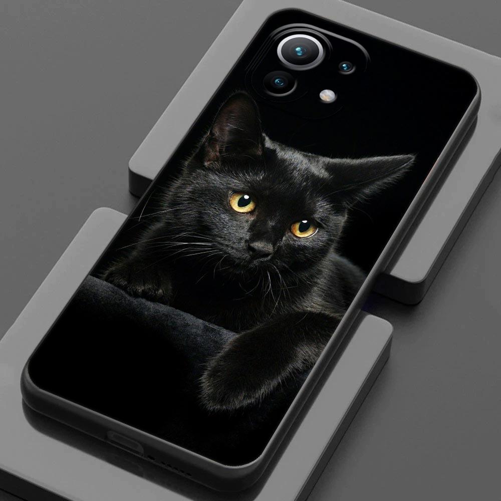 Black Cats Hello For Xiaomi 15 Ultra 11T 12T 13T 14T Pro 11Lite Phone Case Mi POCO X7 M7 F7 Pro F5 F6 M6 X3 X5 X6 Cover Cute Cat