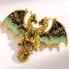 Yousheng Two-Headed Dragon Design Brooch, Gradient Enamel Electroplated Finish Safety Pin, Fade-Resistant Brooch for Suits Coats Bags