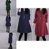 Timeless Vintage Women Long Sleeve Pullover V Neck Tunic Dress For Casual Elegance