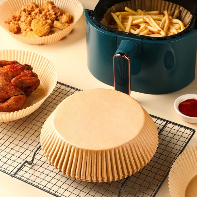 Revestimientos de Papel para Freidora de Aire de 100 Hojas - Set de Cocina Festiva para Horneado Antiadherente y Limpieza Fácil