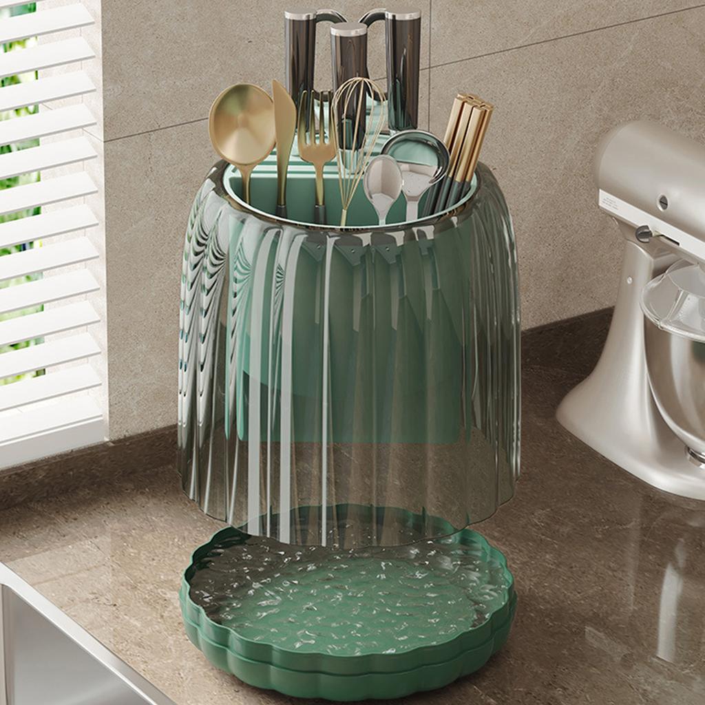 Rotating Utensil Holder Multifunction 360 Degree Space Saving Strong Plastic Knife Holder for Kitchen Home