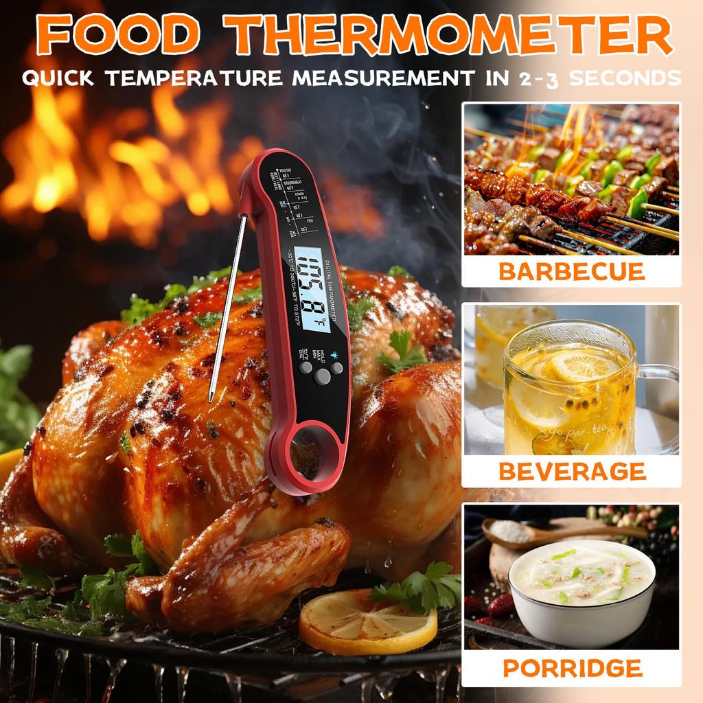Folding Temperature Measuring Food, Kitchen Oven Barbecue Temperature Measuring, Meat Barbecue Temperature Measuring