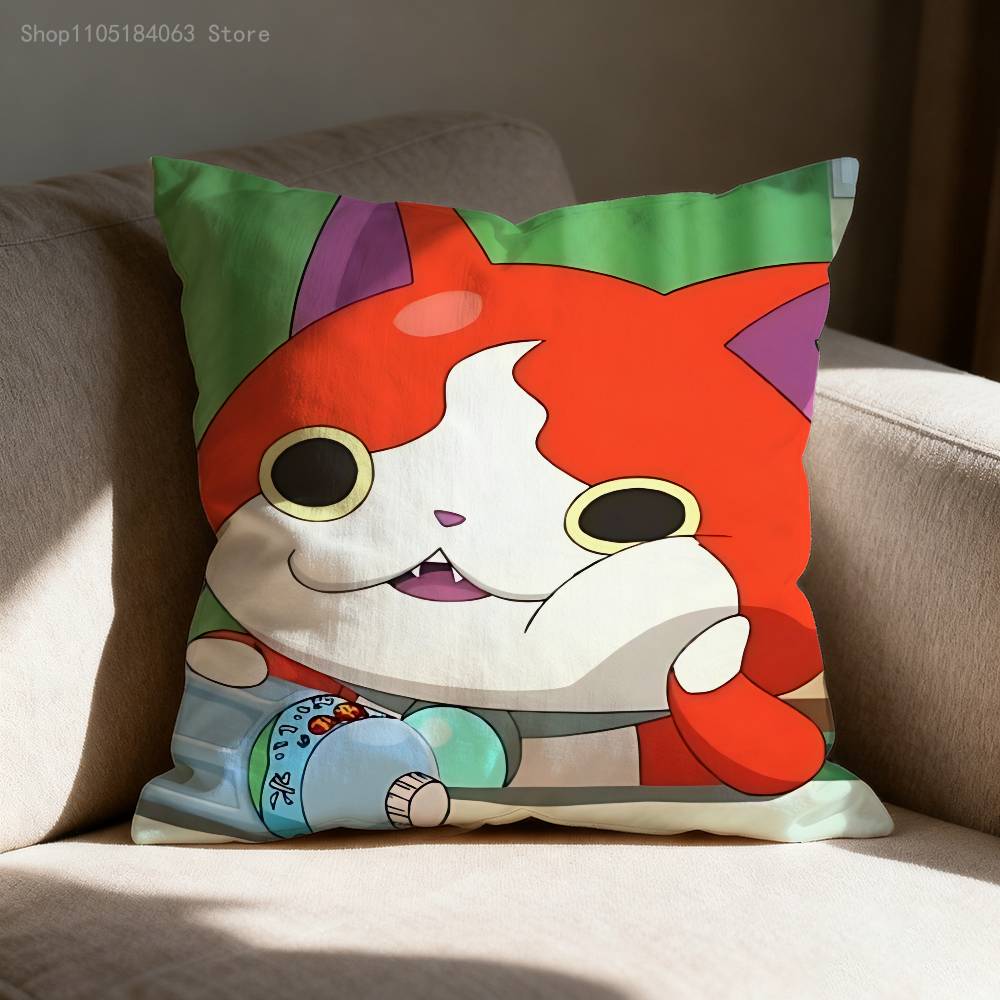 J-Jibanyan Pillow Case For Sofa Decor Car Office Room Printing Cushion Cover Decorations and Protector
