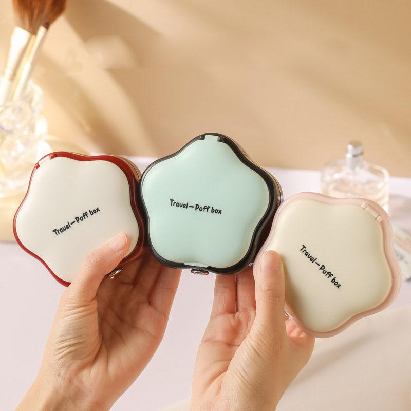 

Portable Travel Puff Storage Box, High Aesthetic Breathable Makeup Sponge Case, Dustproof Cosmetic Container with Mirror for Students