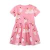 European Unicorn Pattern Summer Dress - Girls' Short-Sleeved Cotton Princess Style