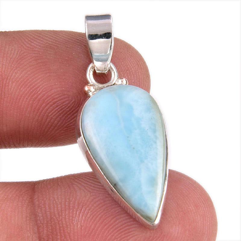 

Natural Republic Larimar Gemstone 925 Solid Sterling Silver Pendant 1.25 C9g57