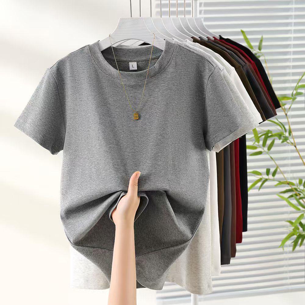 Women's Slim Fit Pure Cotton White Short-Sleeve T-Shirt - Round Neck, Versatile Basic Summer Top