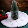 Christmas Tree Skirt 14.96 Inch White Faux Fur Plush Beaded Embroidered Merry Christmas New Year Home Holiday Decoration
