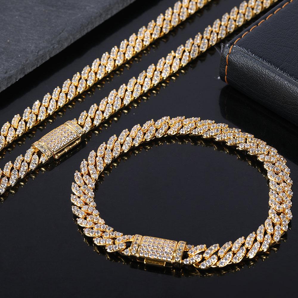 8mm Hip Hop Jewelry Diamond Iced Out Silver Thick Cuban Link Chains for Girl Cuban Necklaces Women