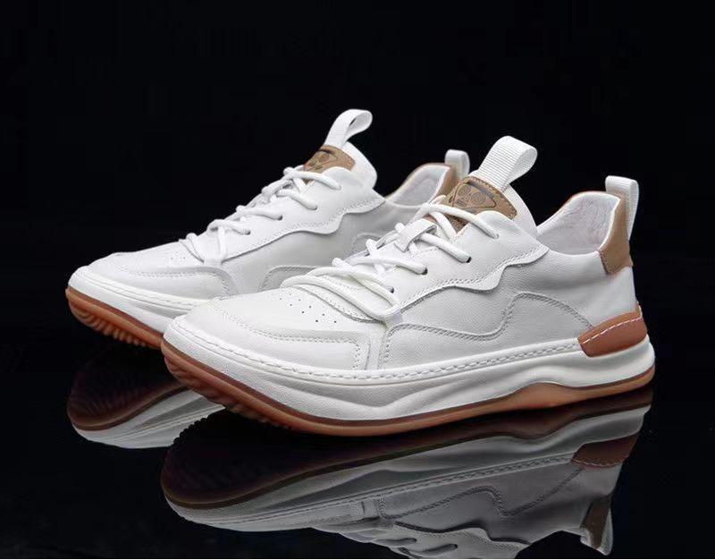 Neue Schuhe für Herren Echtleder Freizeitschuhe Trend Sportstil Atmungsaktive Rindslederschuhe Jugend Schnür-Sneakers