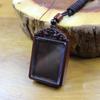 Handmade Lightning-Struck Jujube Wood Pendant Ghau Amulet Box with Pixiu Design