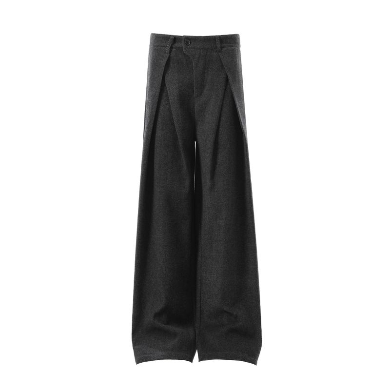 

Dream Made Old Money Style Herringbone Double Pleated A-Line Woolen Trousers for Men, Winter Thickened Straight-Leg Men s Pants Black 2XL