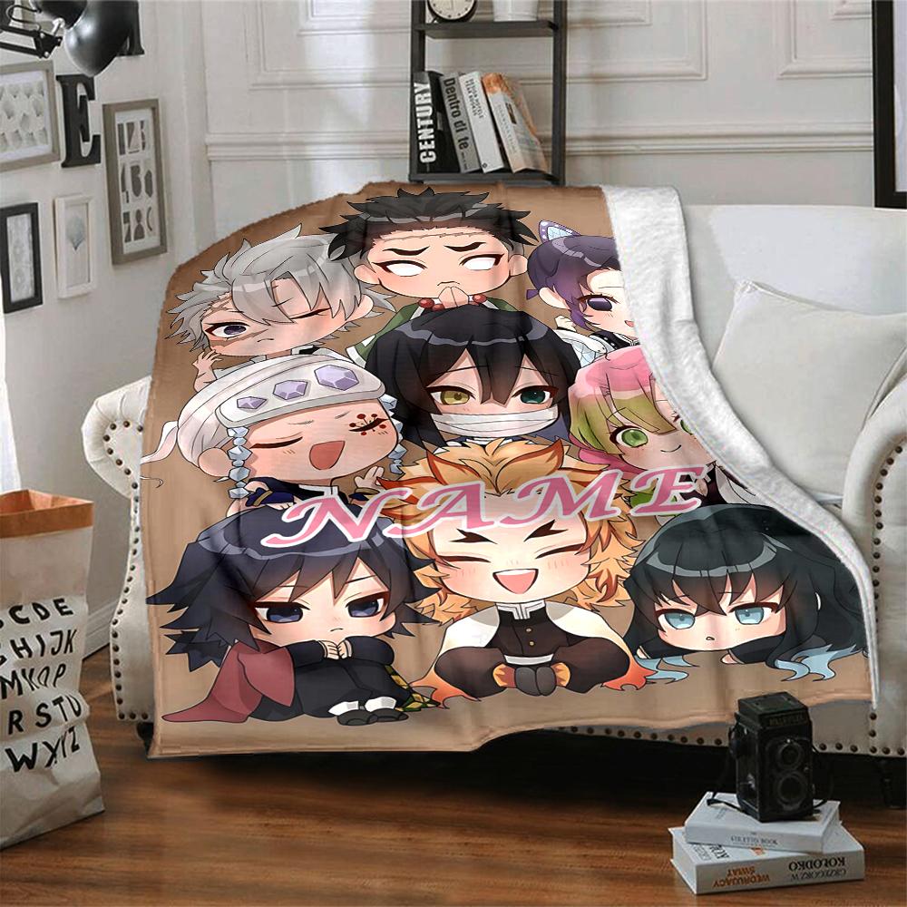 Custom 1pc Christmas Anime Character Blanket, Soft And Comfortable Blanket, Casual Warm, Camping Travel Blanket, Birthday Gift Q91219