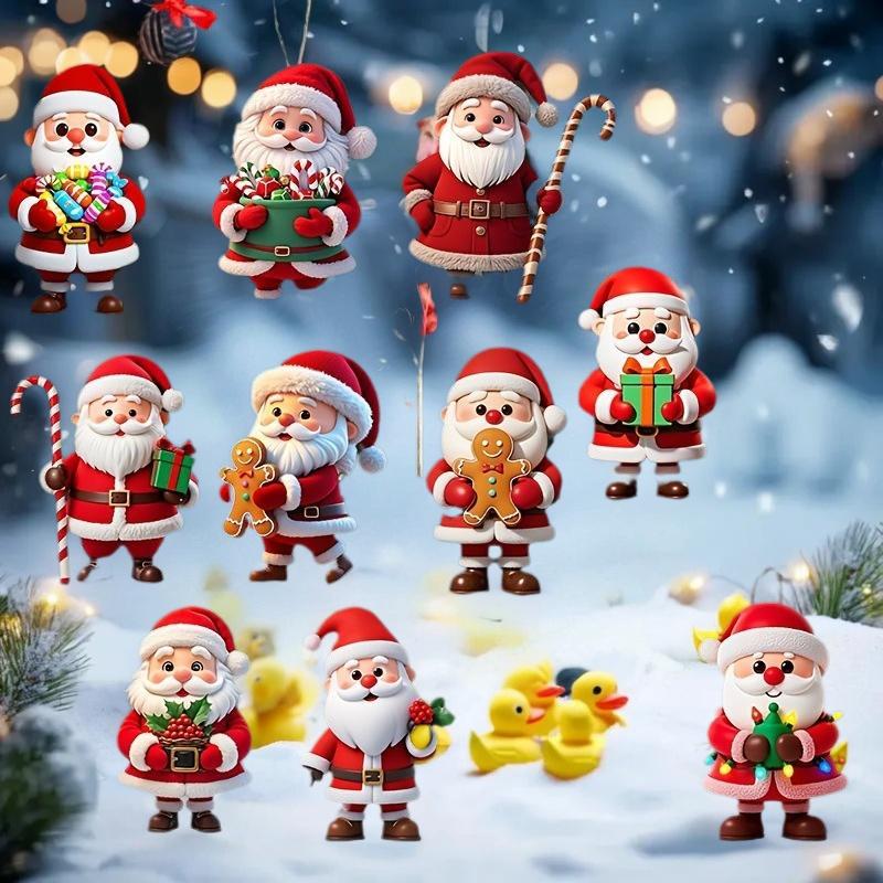 10 Pezzi Uomo Pan di Zenzero di Legno di Natale Babbo Natale Pendente di Legno Piatto 2D Decorazione Albero di Natale Regalo Perfetto Decorazione Festiva