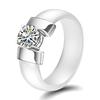 6mm White Black Ceramic Rings Plus Cubic Zirconia for Women Gold Color Stainless Steel Women Wedding Ring Engagement Jewelry