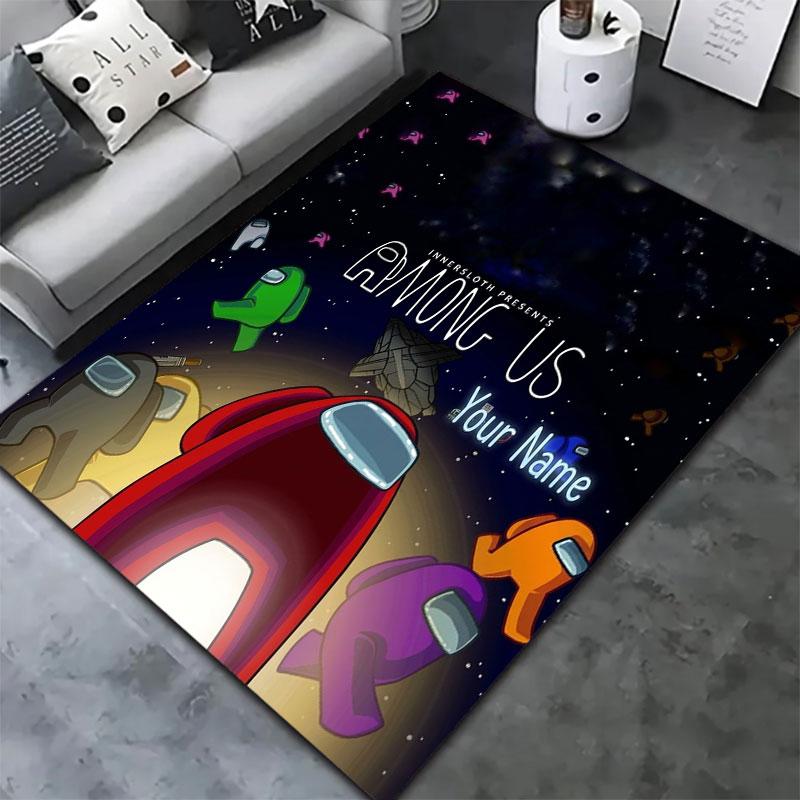 Among Us Custom Name Carpet Rug for Living Room Bedroom Home Sofa Decoration,Kids play Non-slip Floor Mat