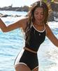 XEXYMIX Summer Glow Line Color Block Crop Top Xfk2Wb1406 (B Type)