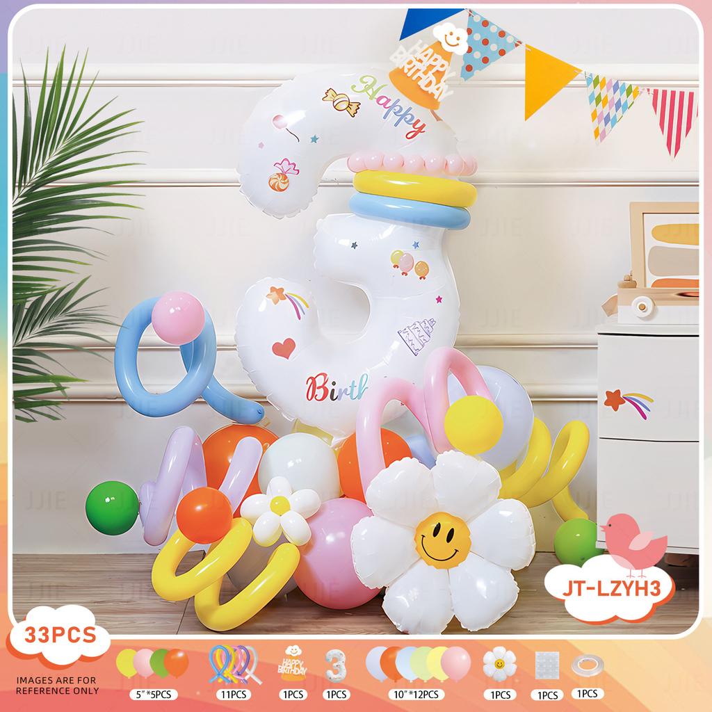 Digital Column Set New Korean Daisy Shaped Aluminum Film Balloon Birthday Party Decoration