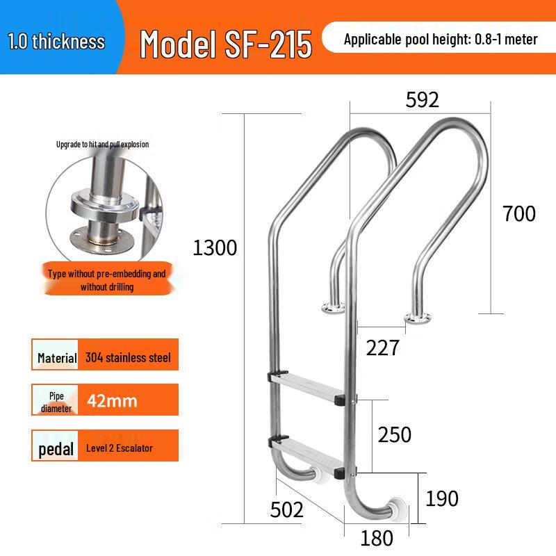 Jundingying 304 Stainless Steel Thickened Swimming Pool Handrail Ladder