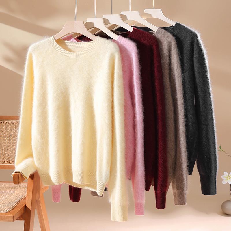 Damski sweter kaszmirowy kaszmir Qinghe 100% kaszmir puszysty ciepły modny szczotkowany