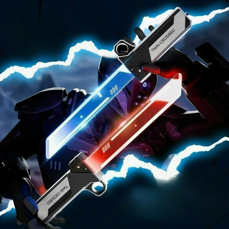 

Latest Rgb Lightsaber Laser Sword Double Edged Telescopic Lightsaber Bladed Red Blue Light Switching Glow Sword Plaything Cool Boy Gifts