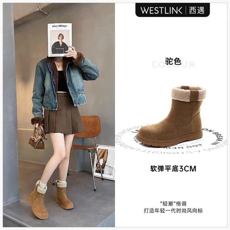 

[Yushilai] thick-soled snow boots women s 2025 new winter velvet thickened low-top short boots retro casual cotton shoes 40 хаки
