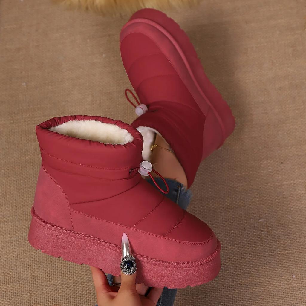 Fashion Outdoor Women's Snow Boots White Red Warm Short Plush Thick Sole Fur Boots Autumn Winter Comfortable Botas Para Mujer Size36-41