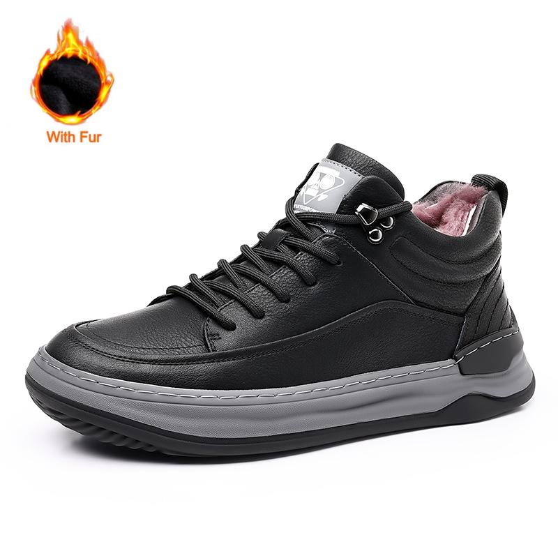 

2025 Мужская зимняя обувь ручной работы, кроссовки из натуральной кожи для мужчин, плоская на шнуровке, плюшевая, теплая, удобная для ходьбы, повседневная, мужская рабочая обувь 44