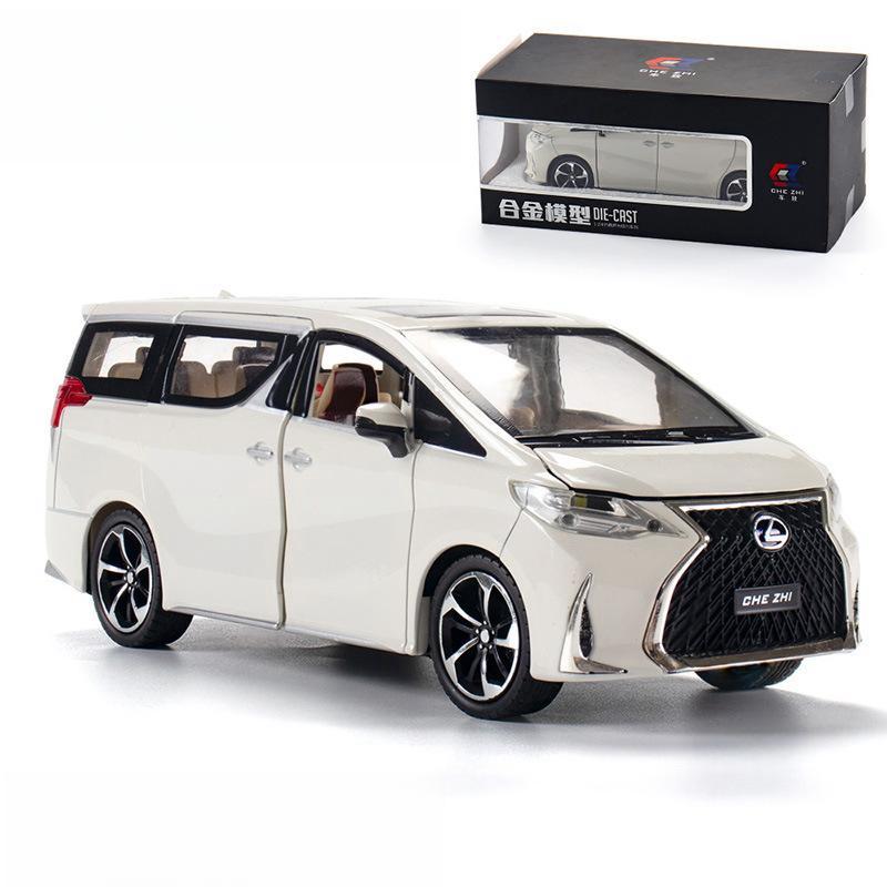 1/24 Lexus LM300H MPV Van Diecast Toy Car Model Miniature Pull Back Sound & Light Doors Openable Collection Gift for Boy Kid