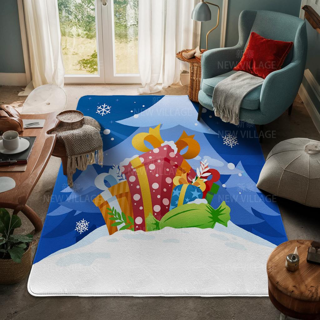 House Entrance Carpet Home Door Mat Living Room Bath Foot Bathroom Non-slip Water Absorption Rugs Bath Merry Christmas Winter